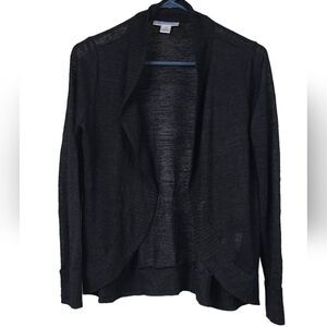 Motherhood Maternity Solid Black Cardigan Open Front Sweater Ribbed Lightweight